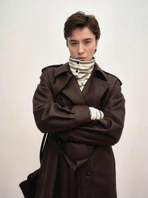 Noura Leather-Panel Coat