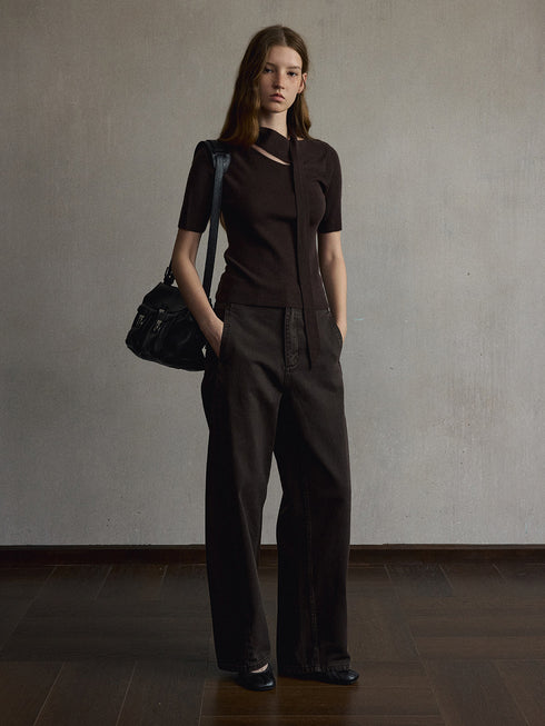 Cinder Wool Tie-Neck Knit