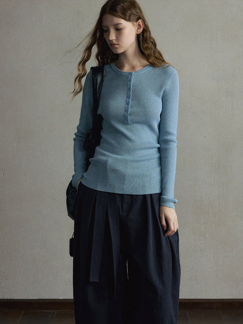 Senna Ribbed Henley Top