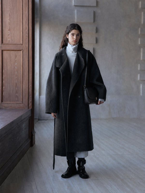 Cappotto Corvian in lana con collo alla coreana