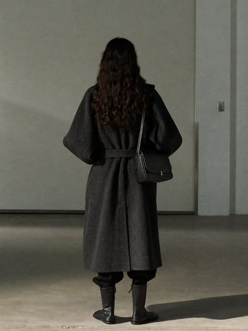 Cappotto Corvian in lana con collo alla coreana