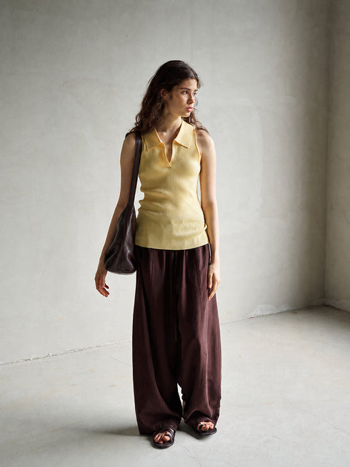 Umber Ribbed Polo Tank