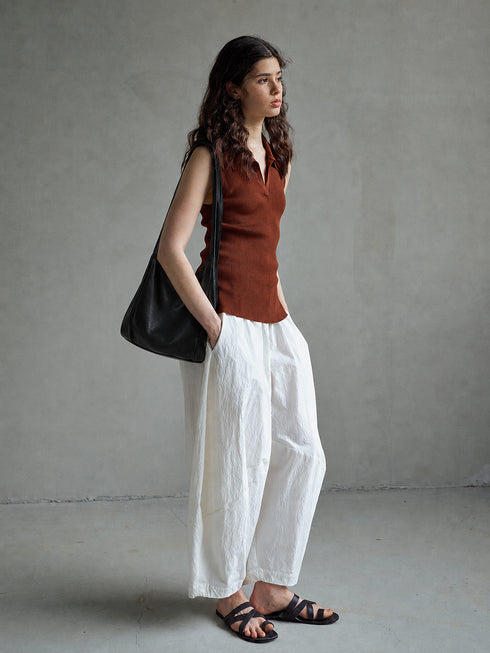 Umber Ribbed Polo Tank