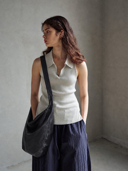 Umber Ribbed Polo Tank