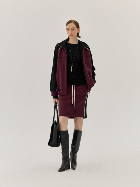 JASONWEI Burgundy Side-Stripe Skirt