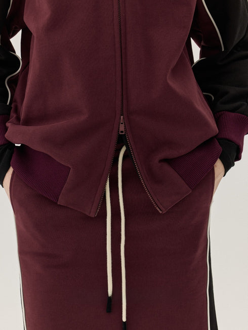 JASONWEI Burgundy Side-Stripe Skirt