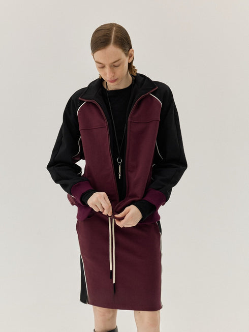 JASONWEI Burgundy Side-Stripe Skirt