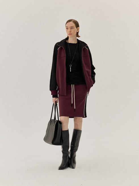 JASONWEI Burgundy Side-Stripe Skirt