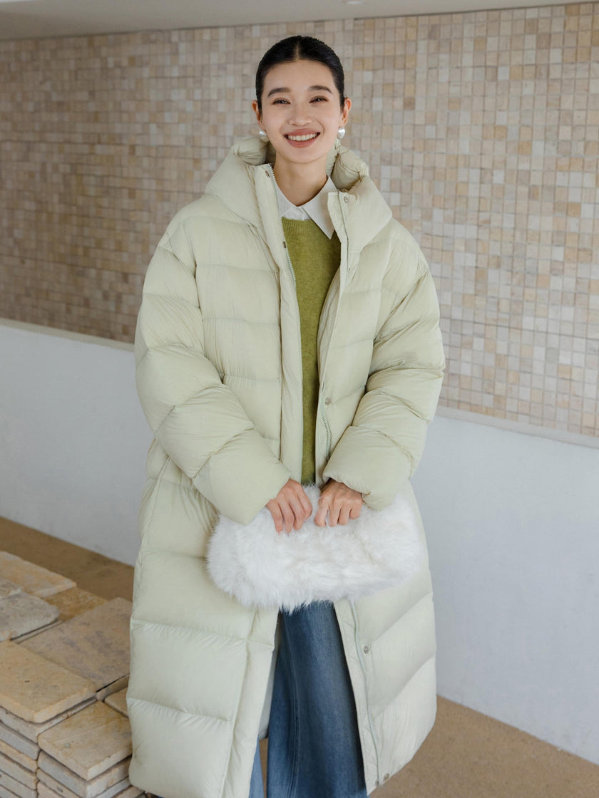 Manteau long à capuche en duvet