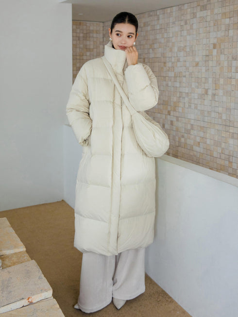 Manteau long en duvet à col montant
