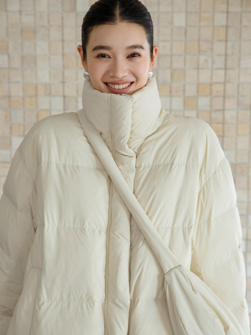 Manteau long en duvet à col montant