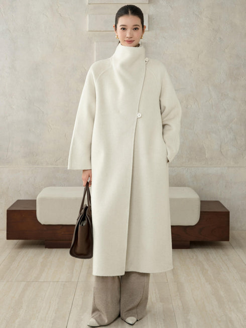 Wool Camel High-Neck Coat