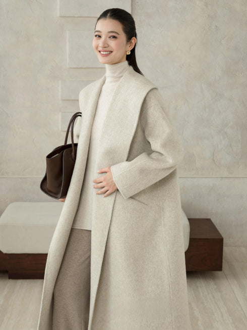 Asymmetric Wool–Silk Coat