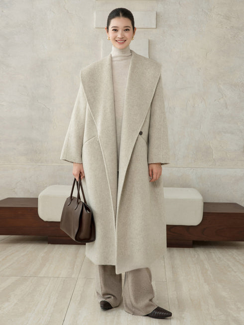 Asymmetric Wool–Silk Coat