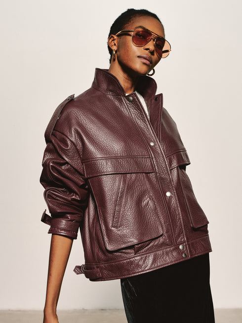 Grained Leather Jacket