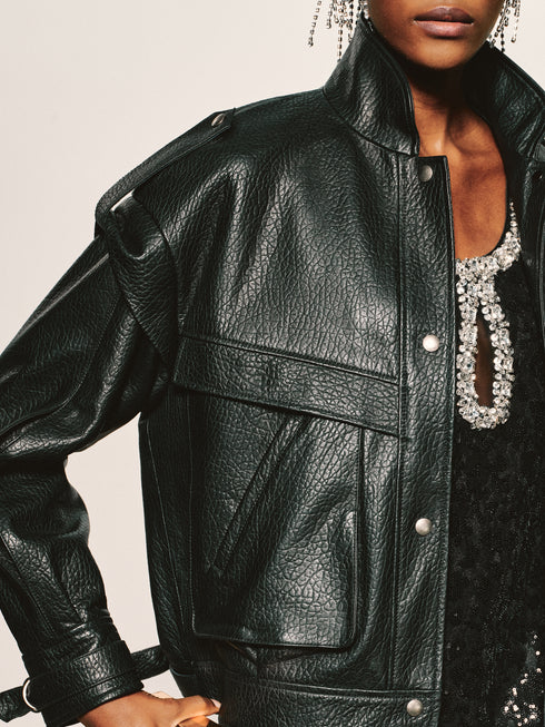 Grained Leather Jacket