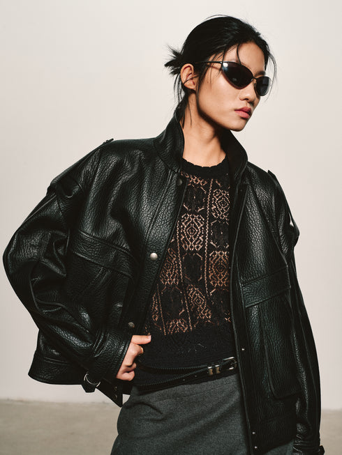 Grained Leather Jacket