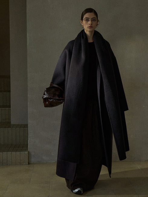 Halo Double-Faced Wool Coat with Scarf