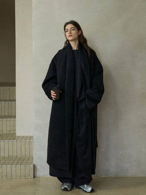 Halo Double-Faced Wool Coat with Scarf