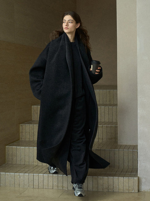 Halo Double-Faced Wool Coat with Scarf