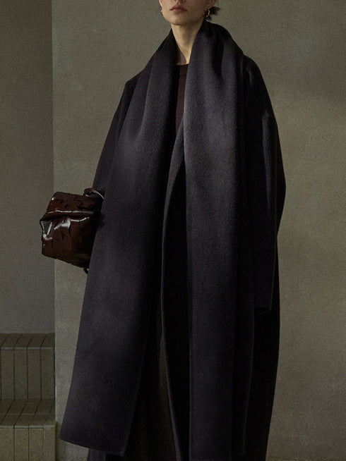 Halo Double-Faced Wool Coat with Scarf