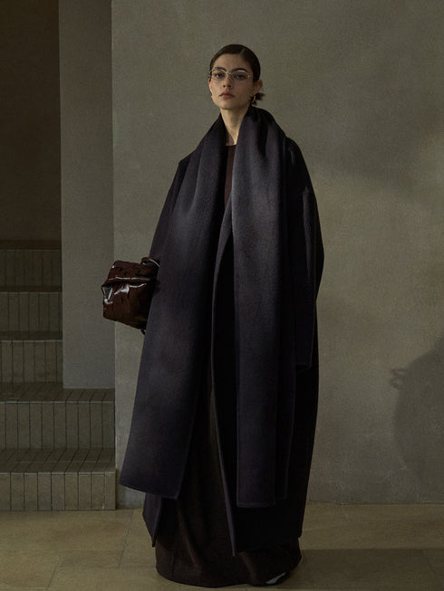 Halo Double-Faced Wool Coat with Scarf
