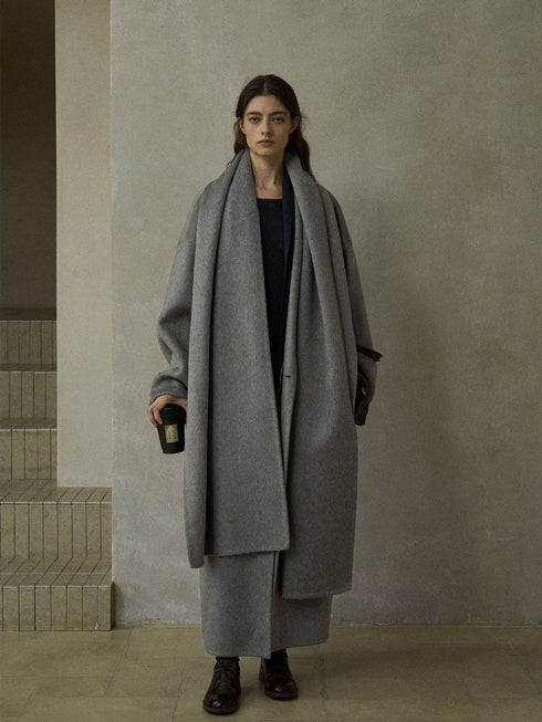 Halo Double-Faced Wool Coat with Scarf