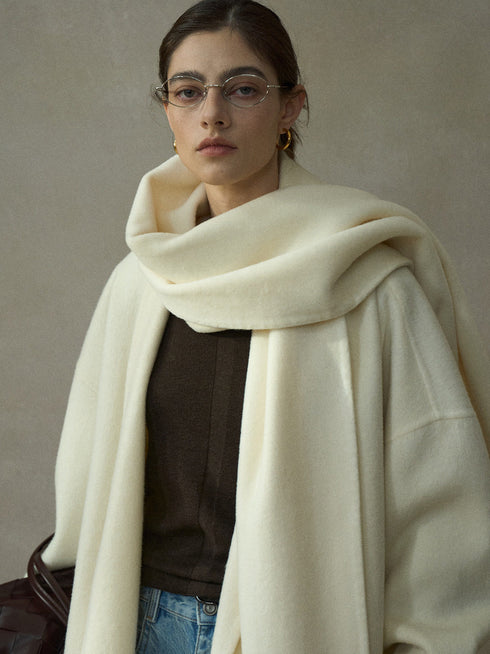 Halo Double-Faced Wool Coat with Scarf