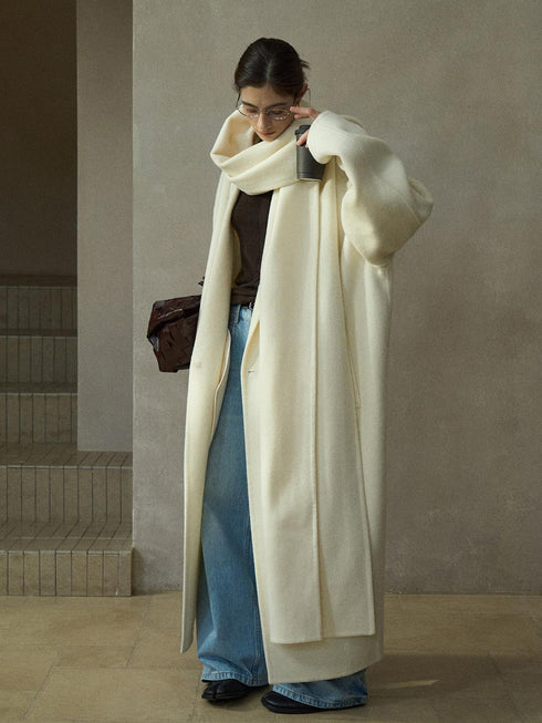 Halo Double-Faced Wool Coat with Scarf