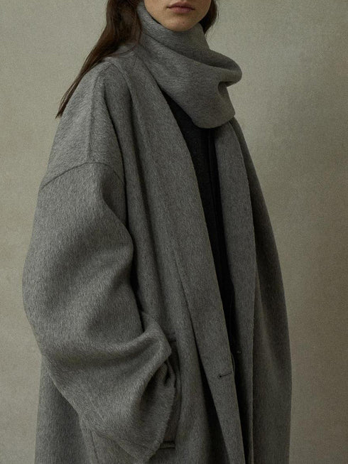 Halo Double-Faced Wool Coat with Scarf