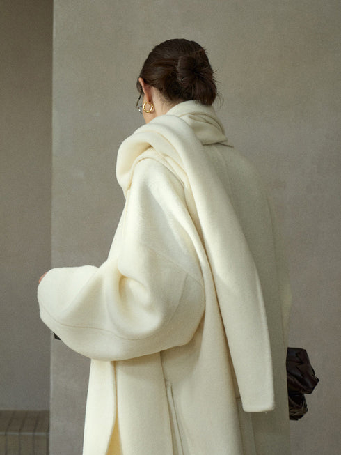 Halo Double-Faced Wool Coat with Scarf
