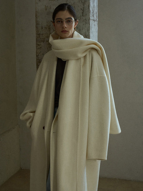 Halo Double-Faced Wool Coat with Scarf