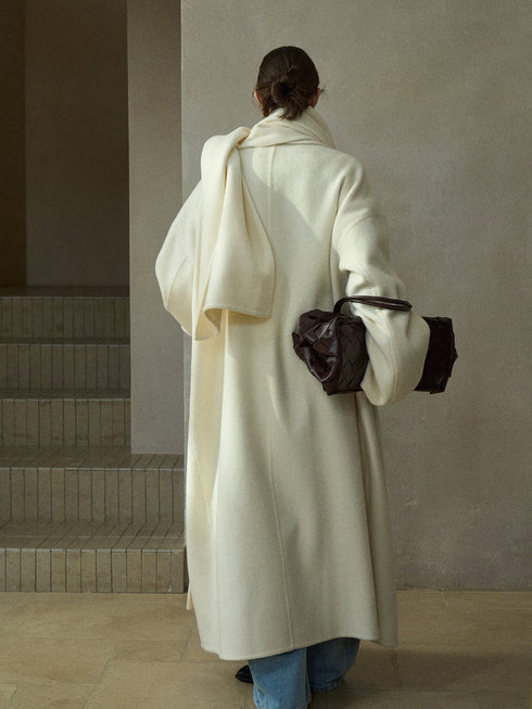 Halo Double-Faced Wool Coat with Scarf