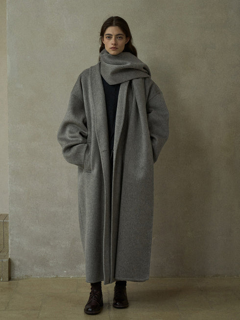 Halo Double-Faced Wool Coat with Scarf