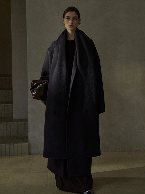 Halo Double-Faced Wool Coat with Scarf