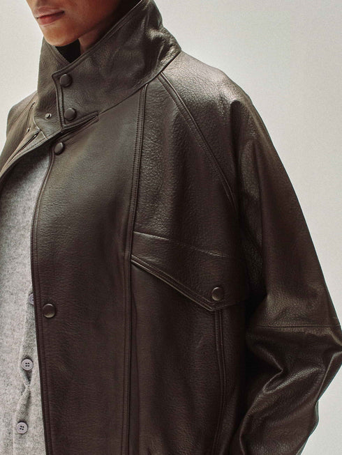 High-Neck New Zealand Leather Jacket