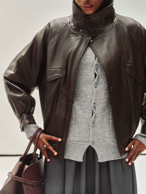 High-Neck New Zealand Leather Jacket