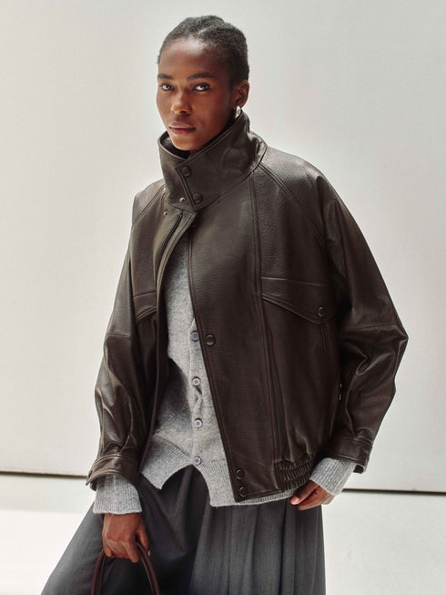 High-Neck New Zealand Leather Jacket