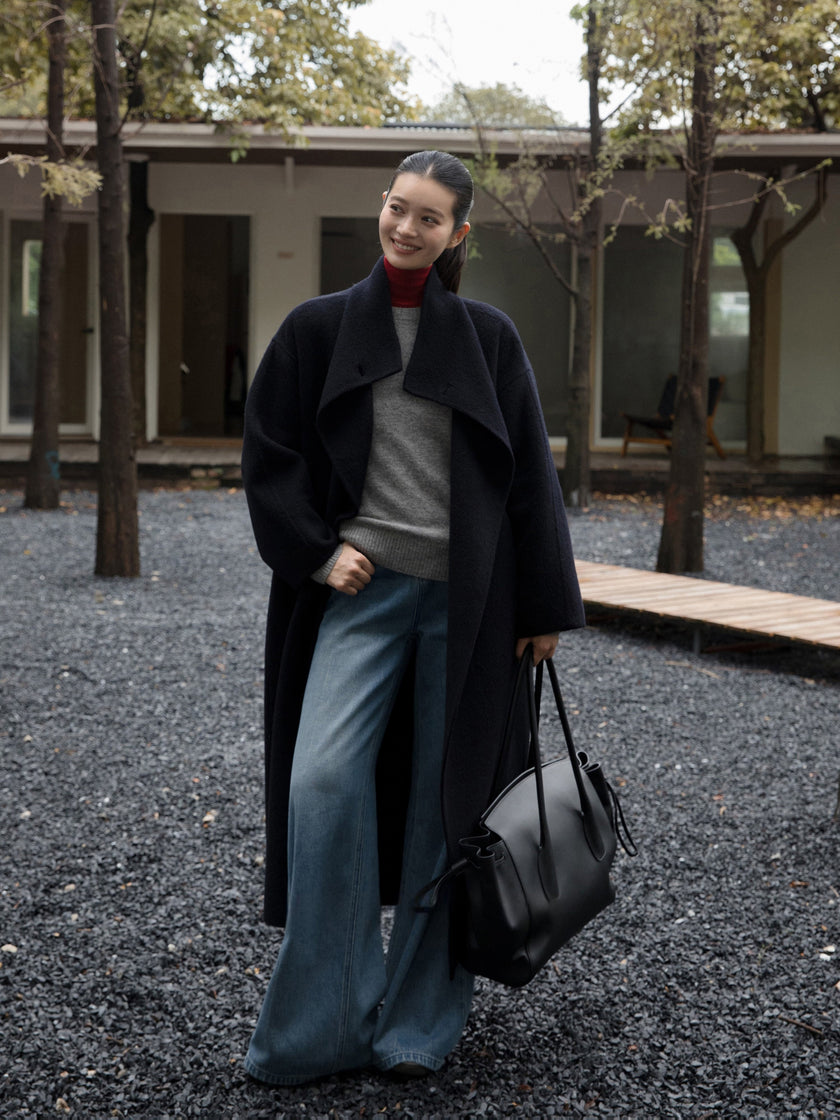 Asymmetric High-Neck Coat