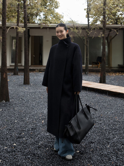 Asymmetric High-Neck Coat