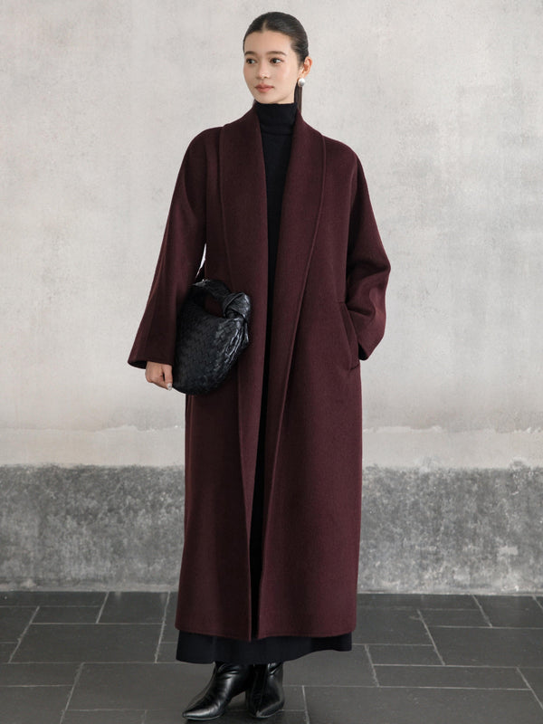 Wool–Camel Wrap Coat