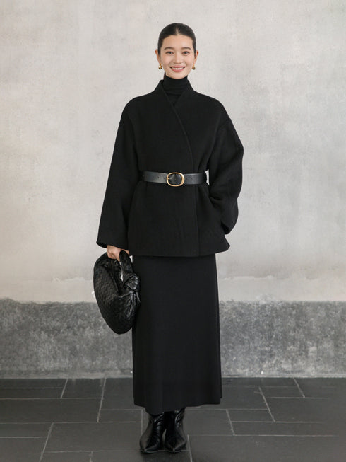 Soft V-Neck Wool Coat