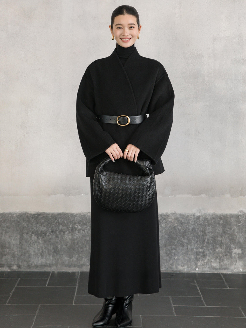 Soft V-Neck Wool Coat