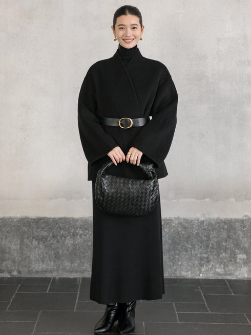 Soft V-Neck Wool Coat