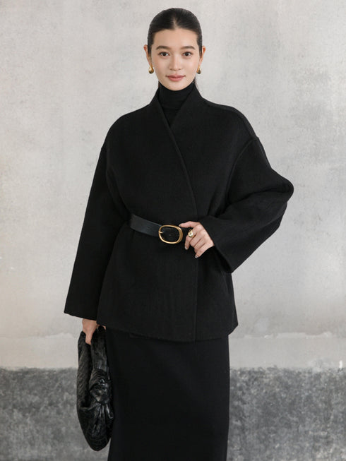 Soft V-Neck Wool Coat