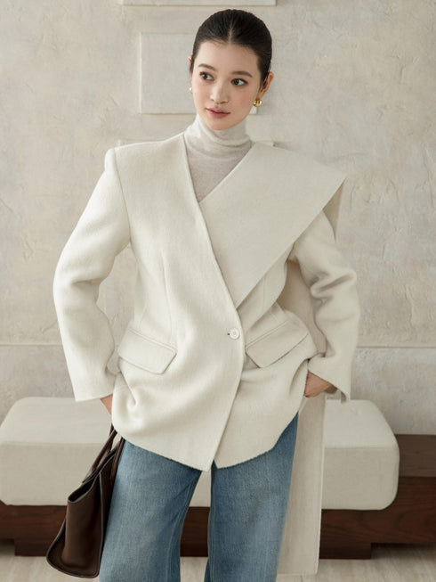 Wool Coat with Belt & Scarf