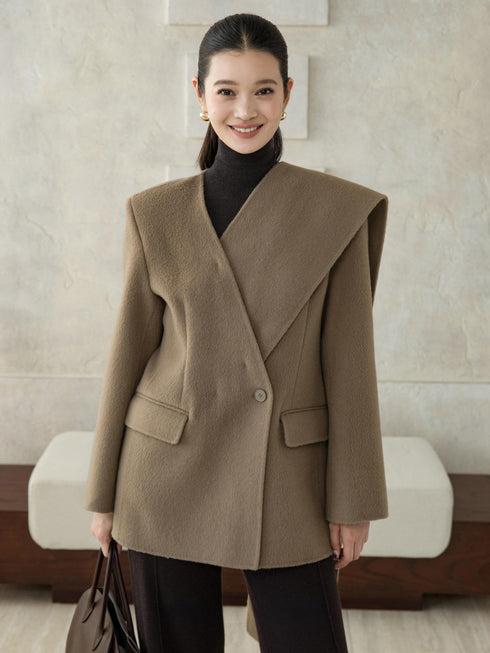 Wool Coat with Belt & Scarf