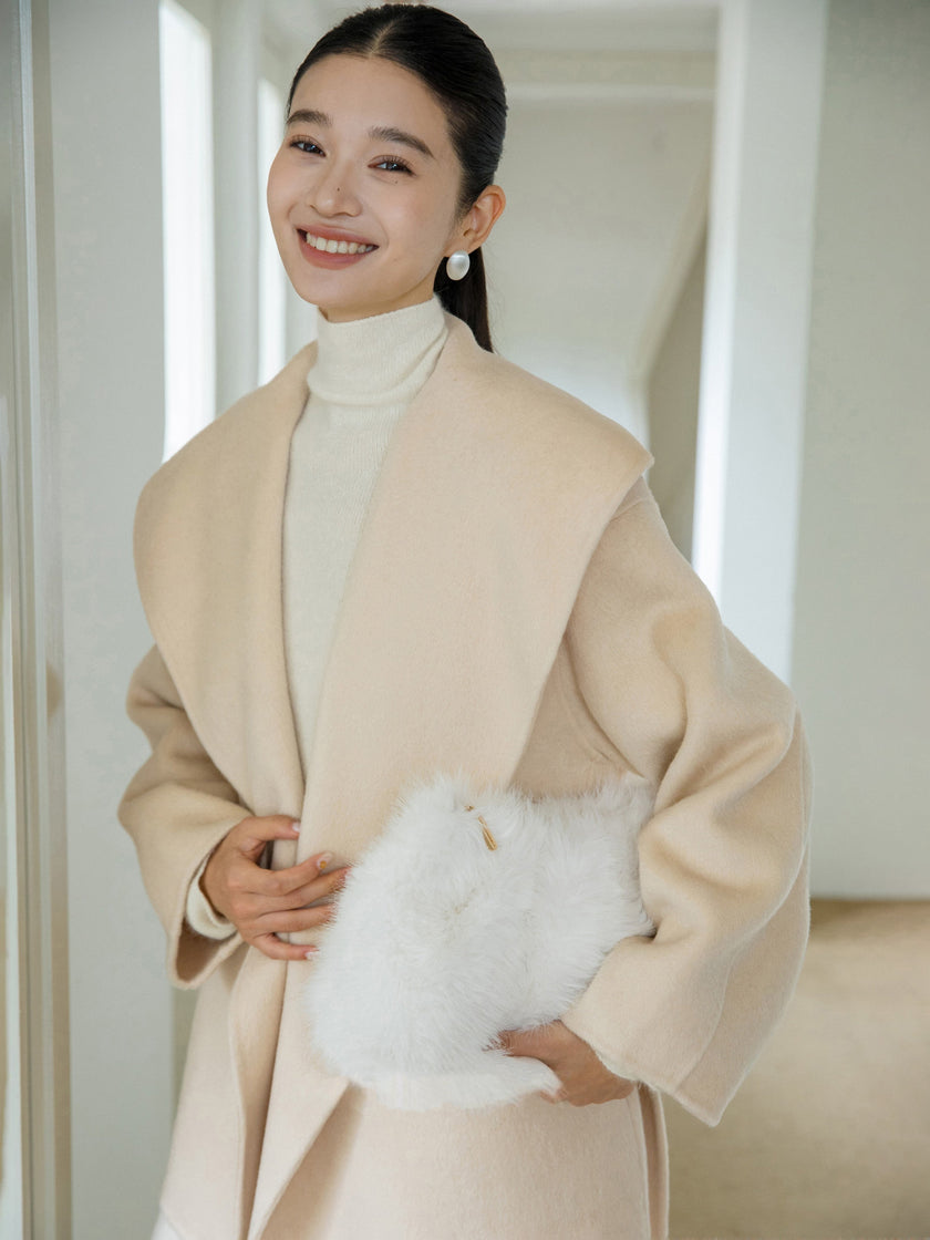 Sculpted Lapel Wool Coat