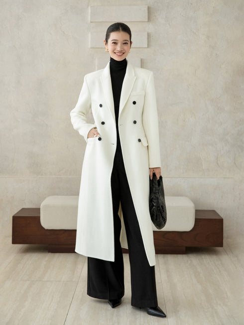 Manteau croisé en laine et alpaga