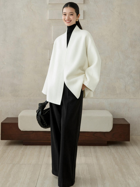 Soft V-Neck Wool Coat